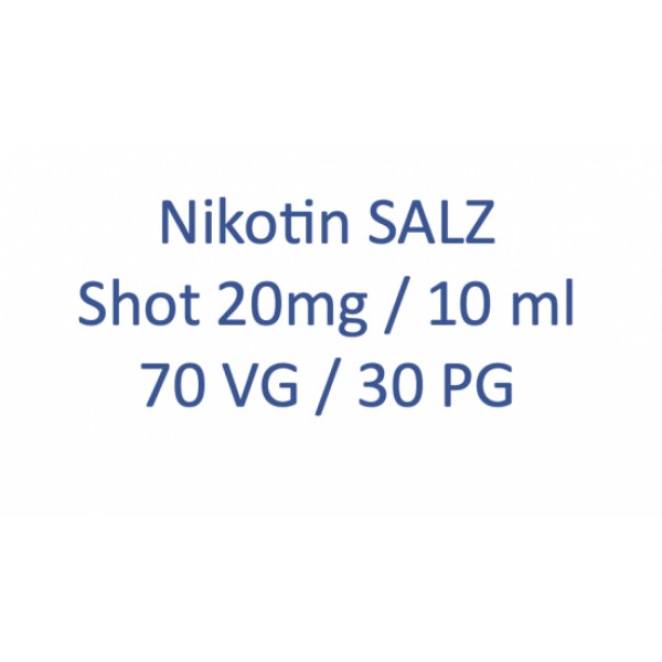 Nikotin SALZ Nikotinsalz Shot 20 MG / 10 ml 70 VG/30 PG
