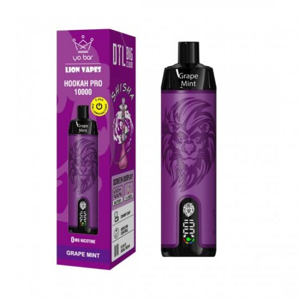 yo Bar Hookah PRO 10000 GRAPE MINT by Lion Vapes E-Shisha Disposable 10 ml 750 mAh