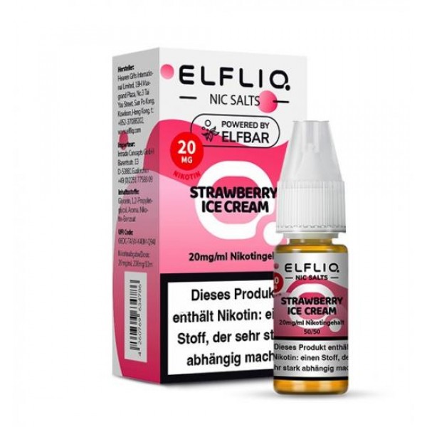 ELFBAR ELFLIQ STRAWBERRY ICE CREAM Nikotinsalz SALT NIC Liquid 20 mg / 10 ml