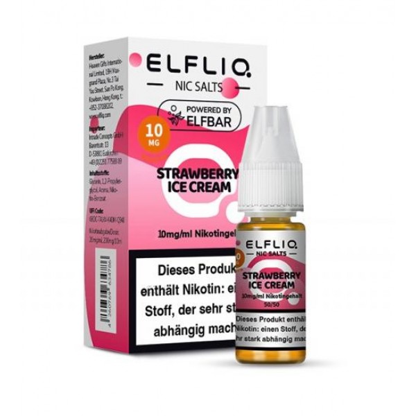 ELFBAR ELFLIQ STRAWBERRY ICE CREAM Nikotinsalz SALT NIC Liquid 10 mg / 10 ml