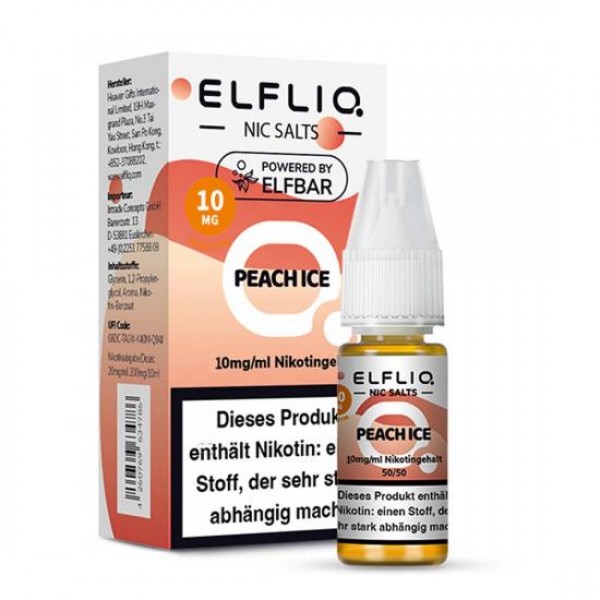 ELFBAR ELFLIQ PEACH ICE Nikotinsalz SALT NIC Liquid 10 mg / 10 ml