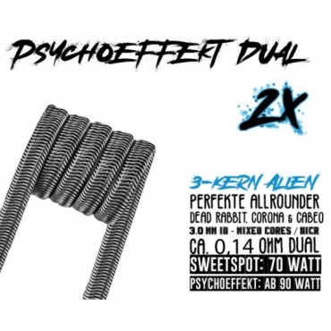 Psycho Coils Handmade Coils Psychoeffekt – 3-Kern Alien – DL – Handmade Coils 2 x 0.14 Ohm Dual