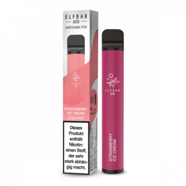 ELF BAR 600 Disposable POD System Nic Salt 2.0 ml / 20 mg STRAWBERRY ICE CREAM