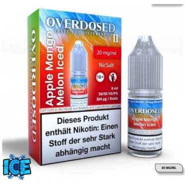 OVERDOSED II Apple Mango Melon ICED Nikotinsalz SALT NIC Liquid 8 ml / 20 mg