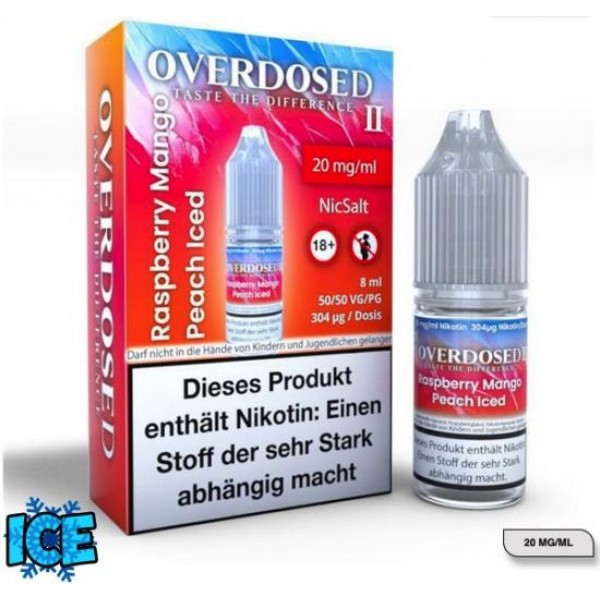 OVERDOSED II Raspberry Mango Peach ICED Nikotinsalz SALT NIC Liquid 8 ml / 20 mg