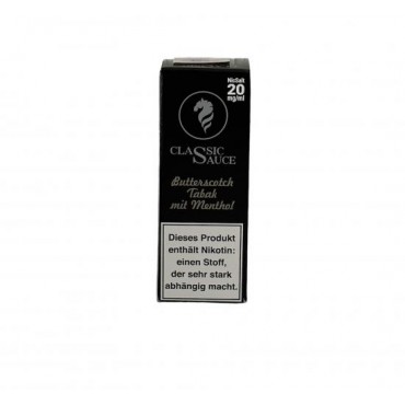 BUTTERSCOTCH TABAK mit MENTHOL by Classic Sauce Nikotinsalz Liquid 10 ml / 20 mg
