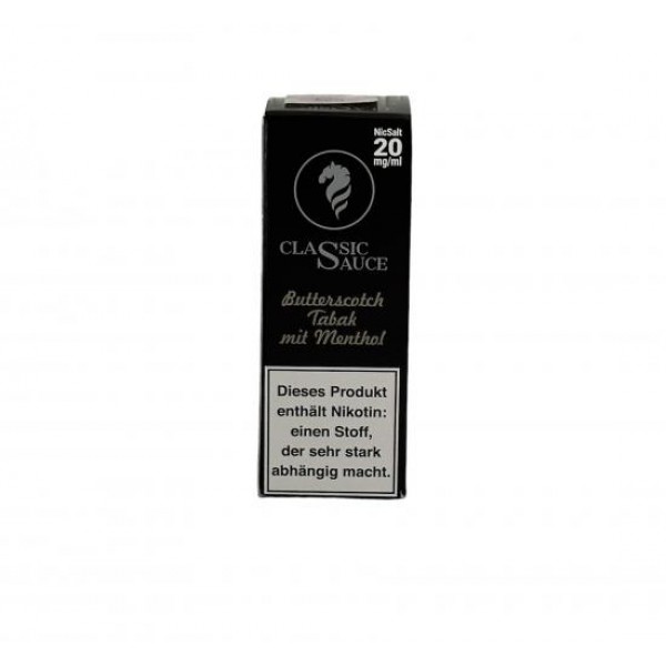 BUTTERSCOTCH TABAK mit MENTHOL by Classic Sauce Nikotinsalz Liquid 10 ml / 20 mg